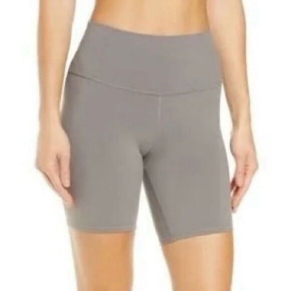 ALO YOGA Grey High Waisted Biker Shorts - Picture 1 of 4